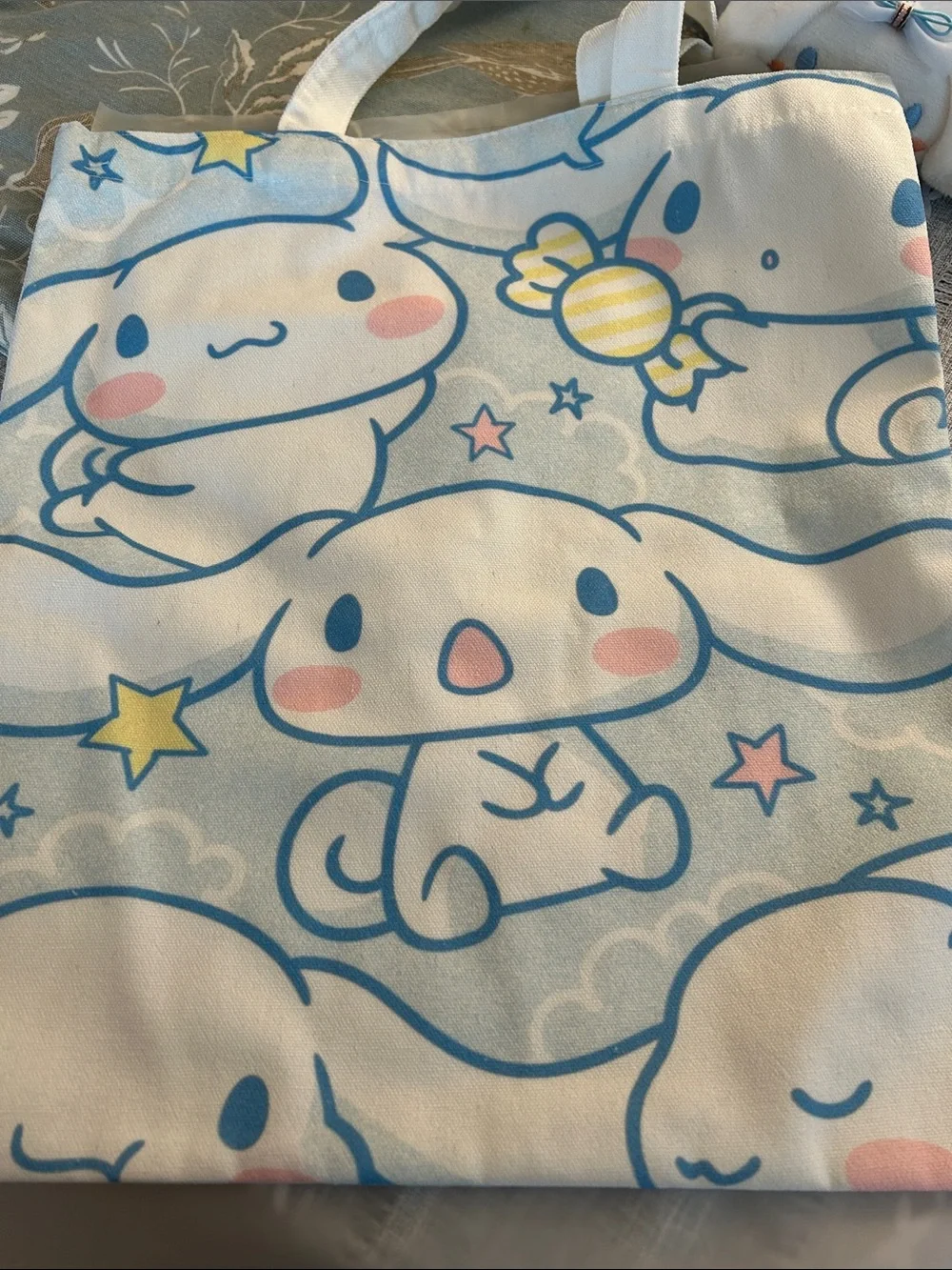 Cinnamoroll Tote Bag Set in Cream and Light Blue